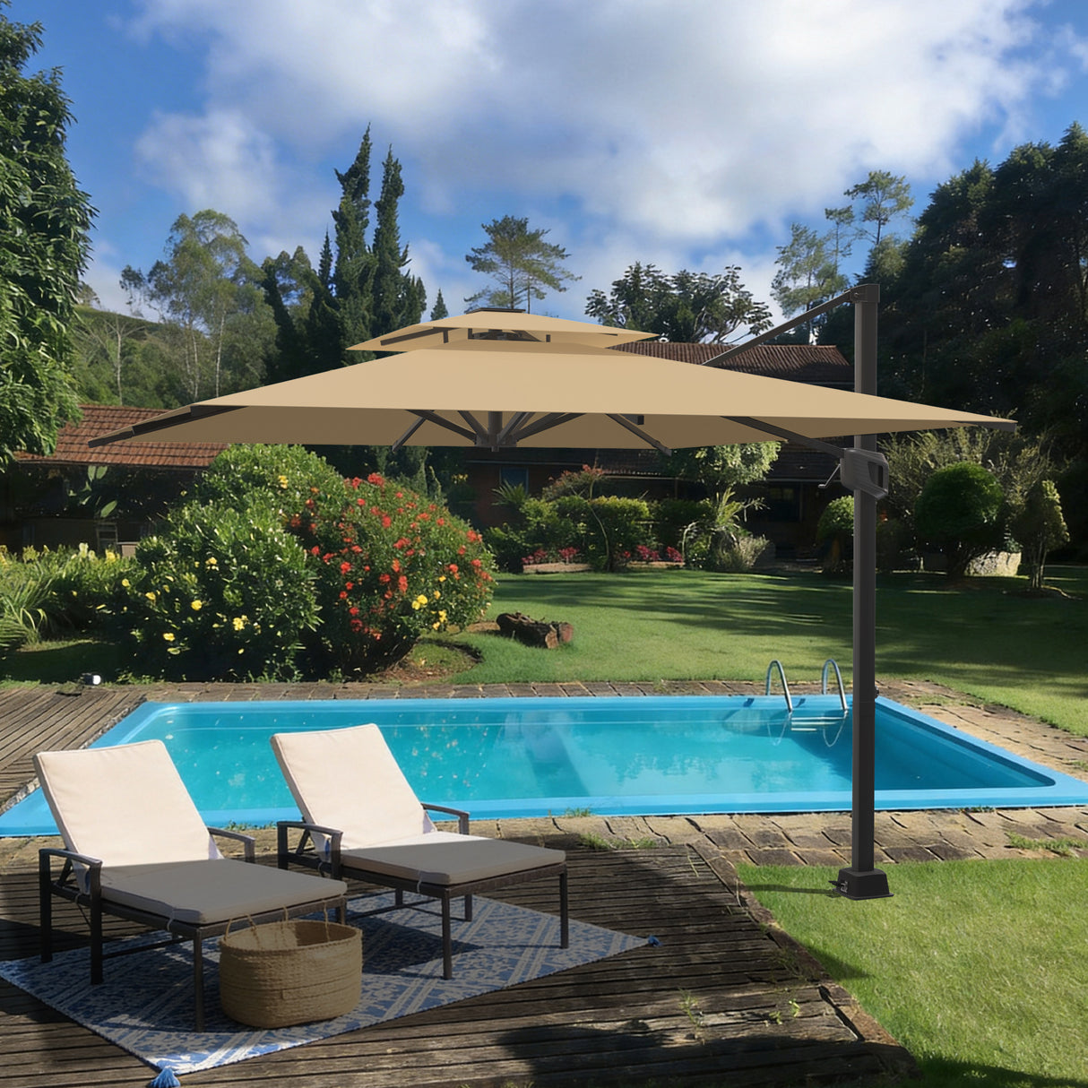 Patioslife Aegis Base Empotrada para Sombrilla Excéntrica de Alta Resistencia