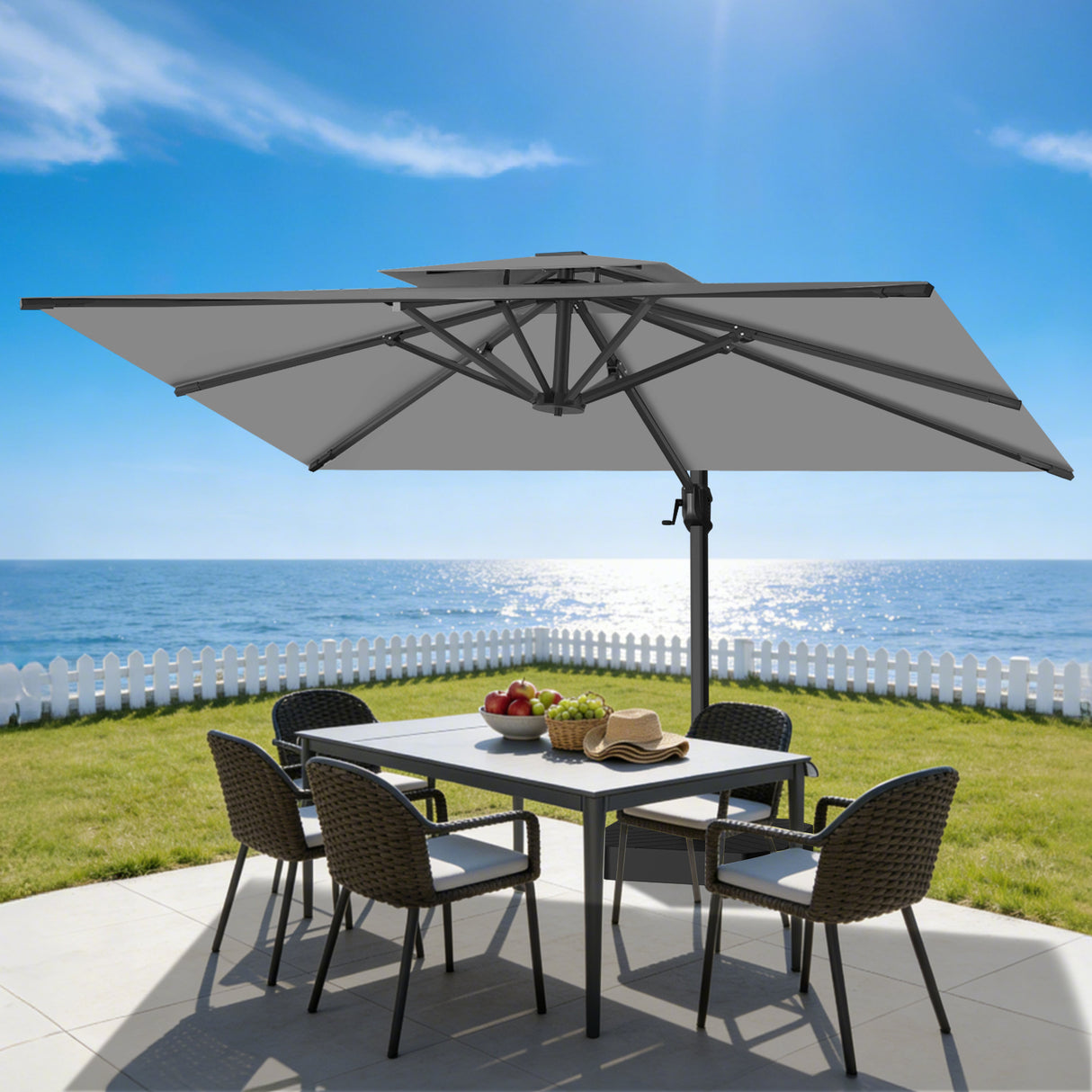 Patioslife Aegis Pro Sombrilla Excéntrica con Estructura de Aluminio para Jardín y Terraza