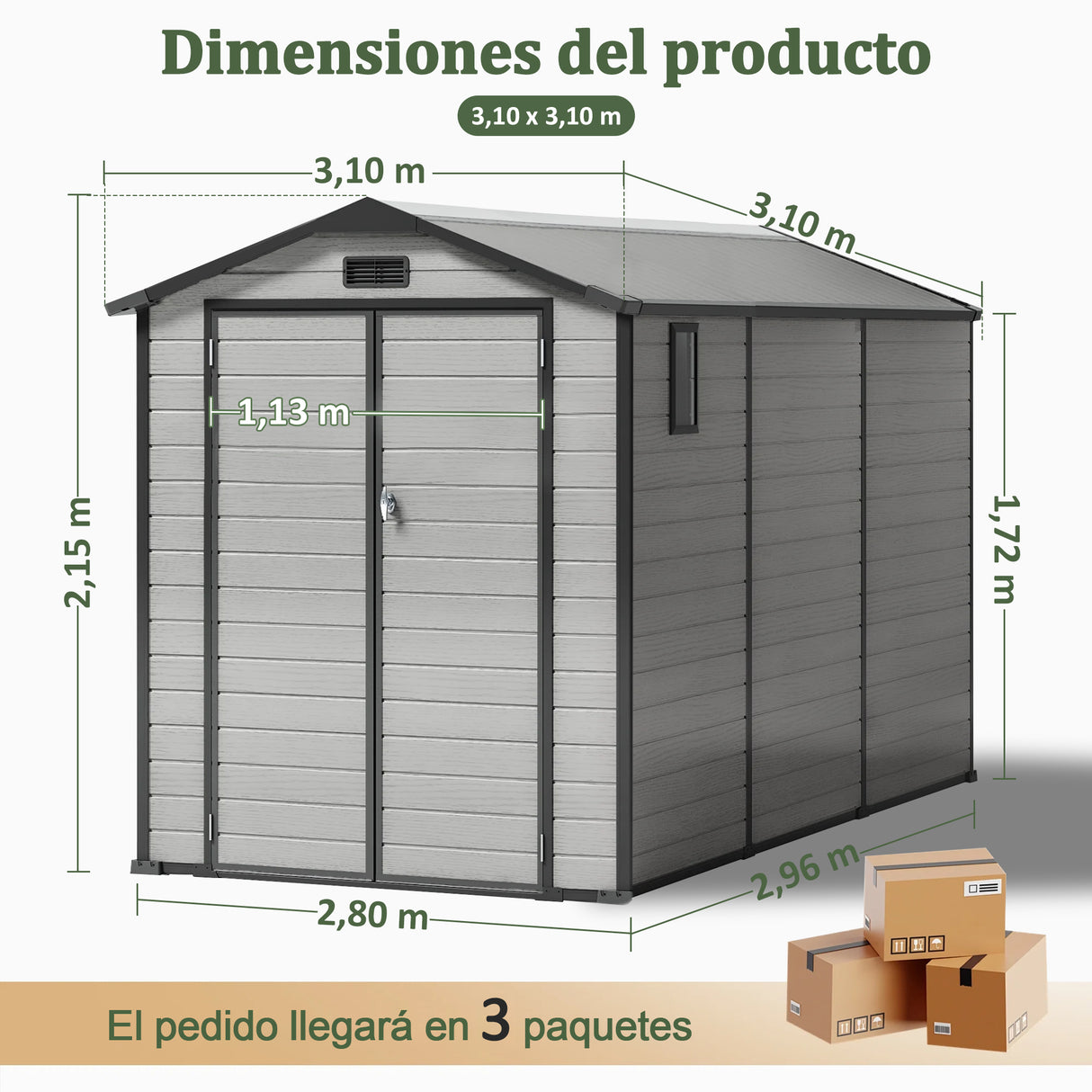 Cobertizo de Resina Patioslife YardVault | Caseta de Almacenamiento Impermeable y con Cerradura para Jardín