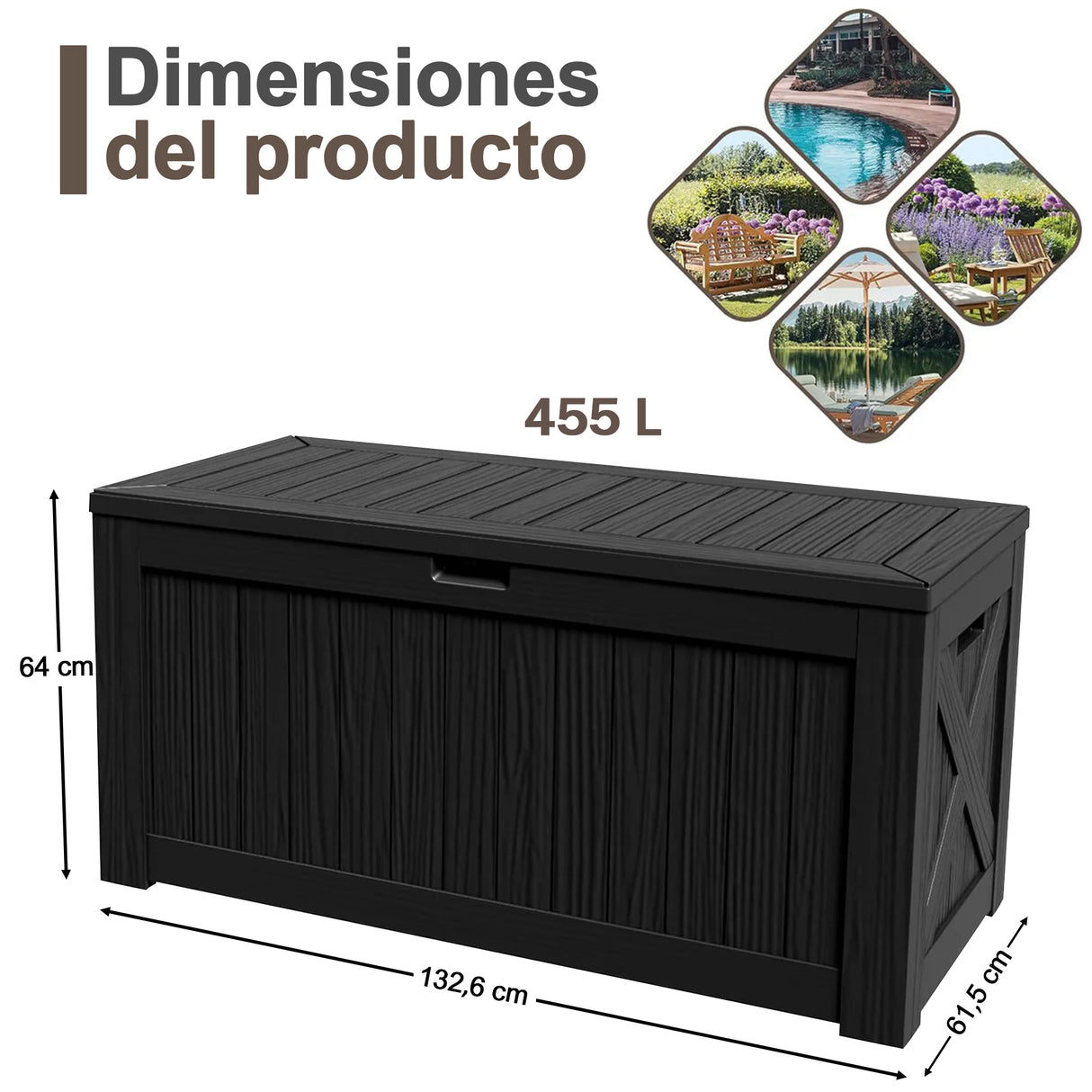 Patioslife YardVault Arcón de Resina para Jardín, Impermeable con Cerradura y Protección UV