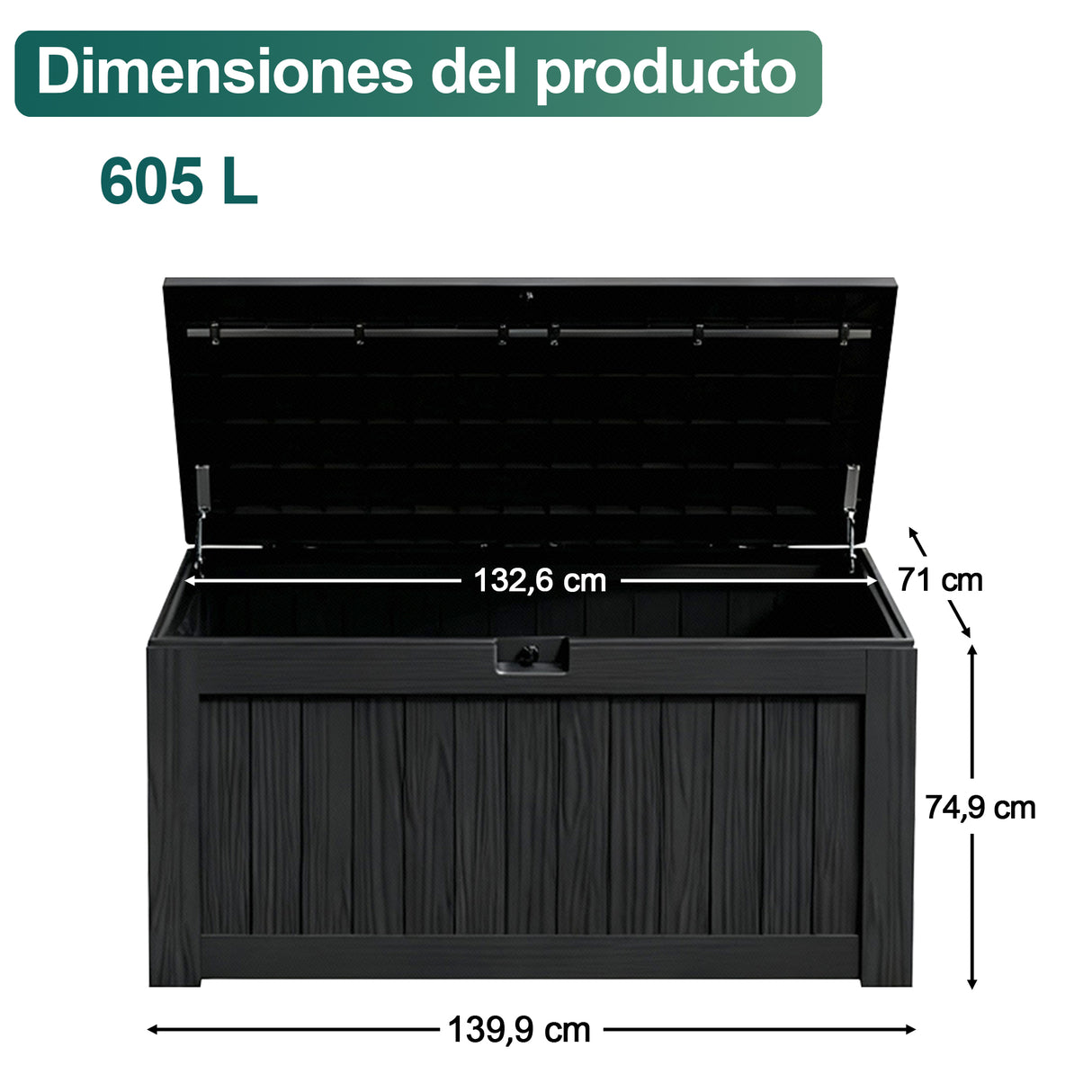 Patioslife YardVault Arcón de Resina para Jardín, Impermeable con Cerradura y Protección UV