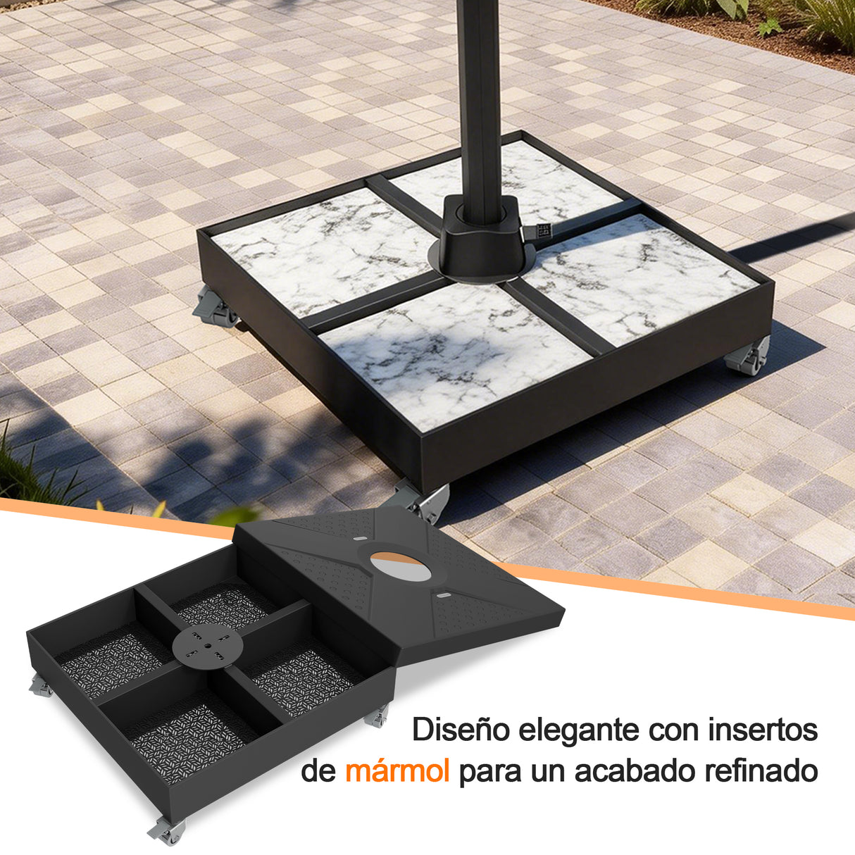 Patioslife Base Modular con Ruedas y Freno para Sombrilla Excéntrica Aegis