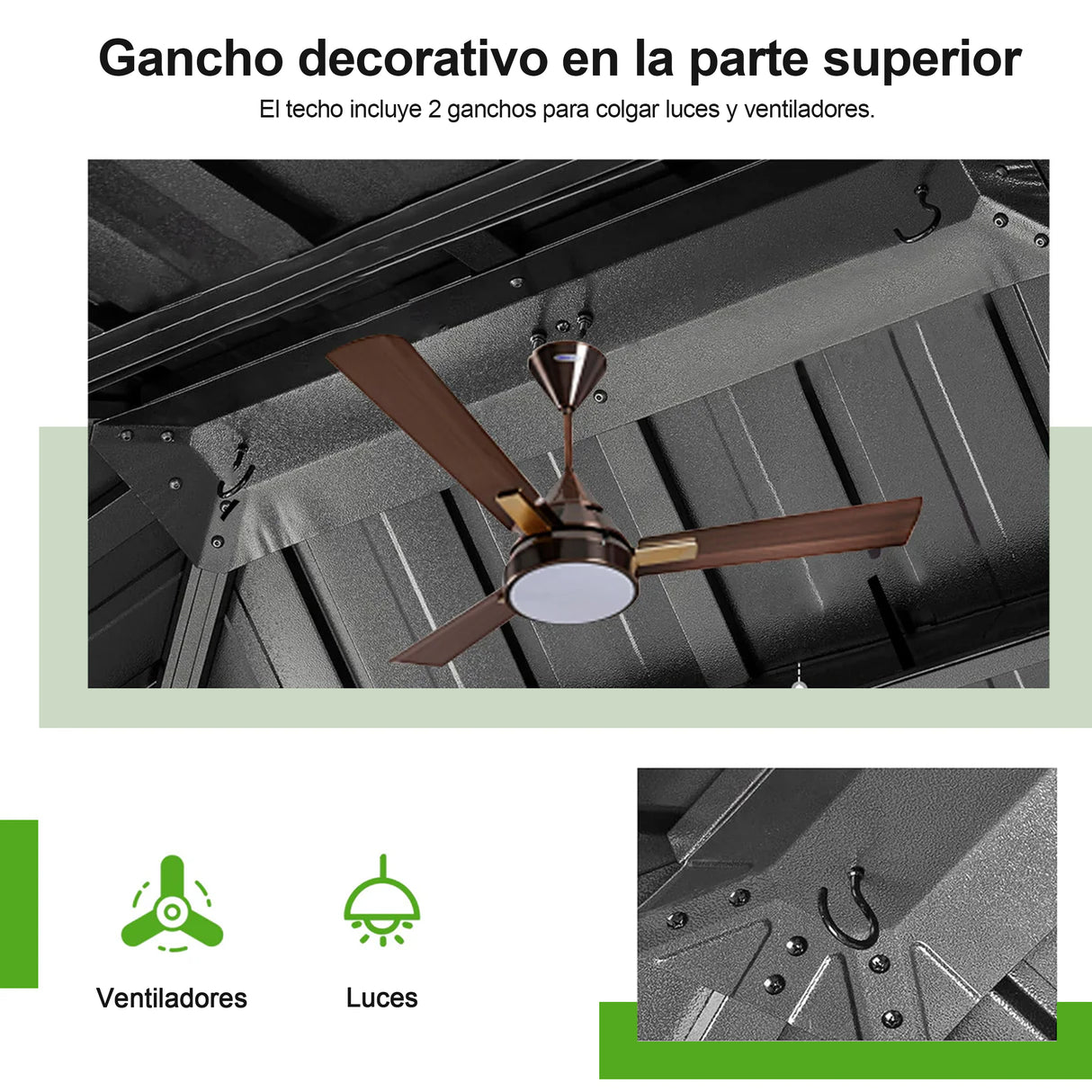 Patioslife Luxury Haven Cenador de Aluminio con Techo Rígido, Drenaje Integrado y Cortinas