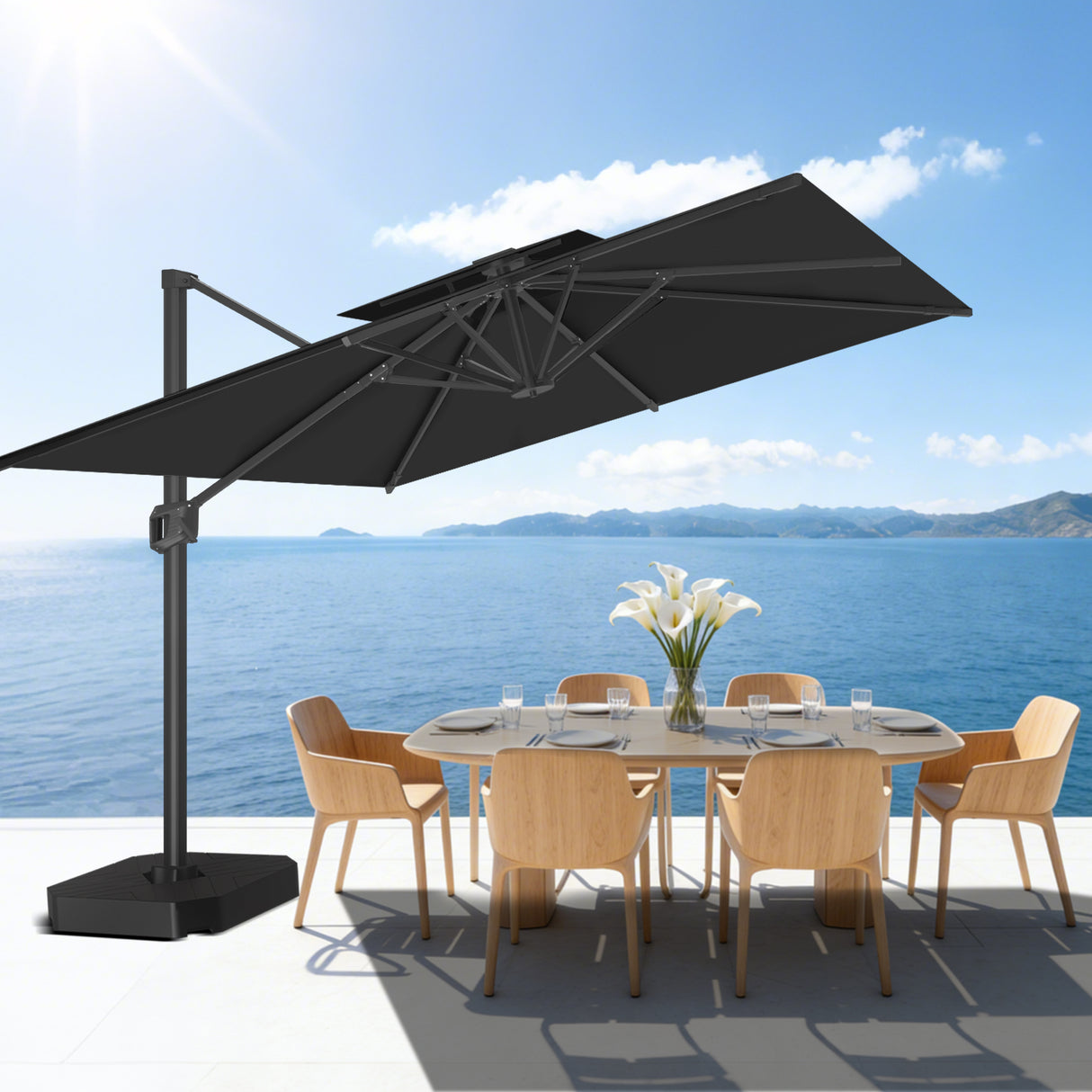 Patioslife Aegis Pro Sombrilla Excéntrica con Estructura de Aluminio para Jardín y Terraza