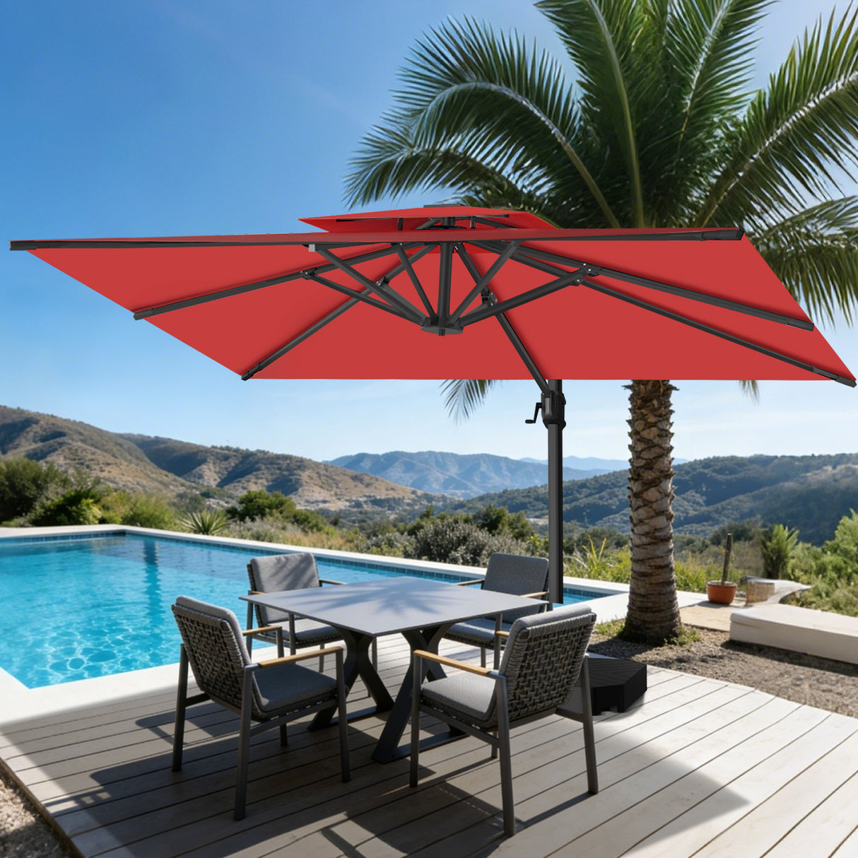 Patioslife Aegis Pro Sombrilla Excéntrica con Estructura de Aluminio para Jardín y Terraza