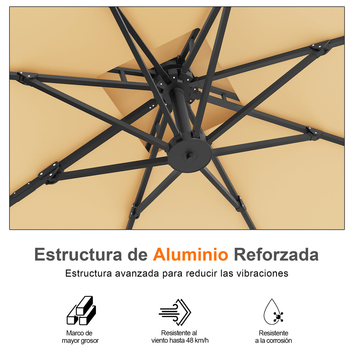 Patioslife Aegis Pro Sombrilla Excéntrica con Estructura de Aluminio para Jardín y Terraza