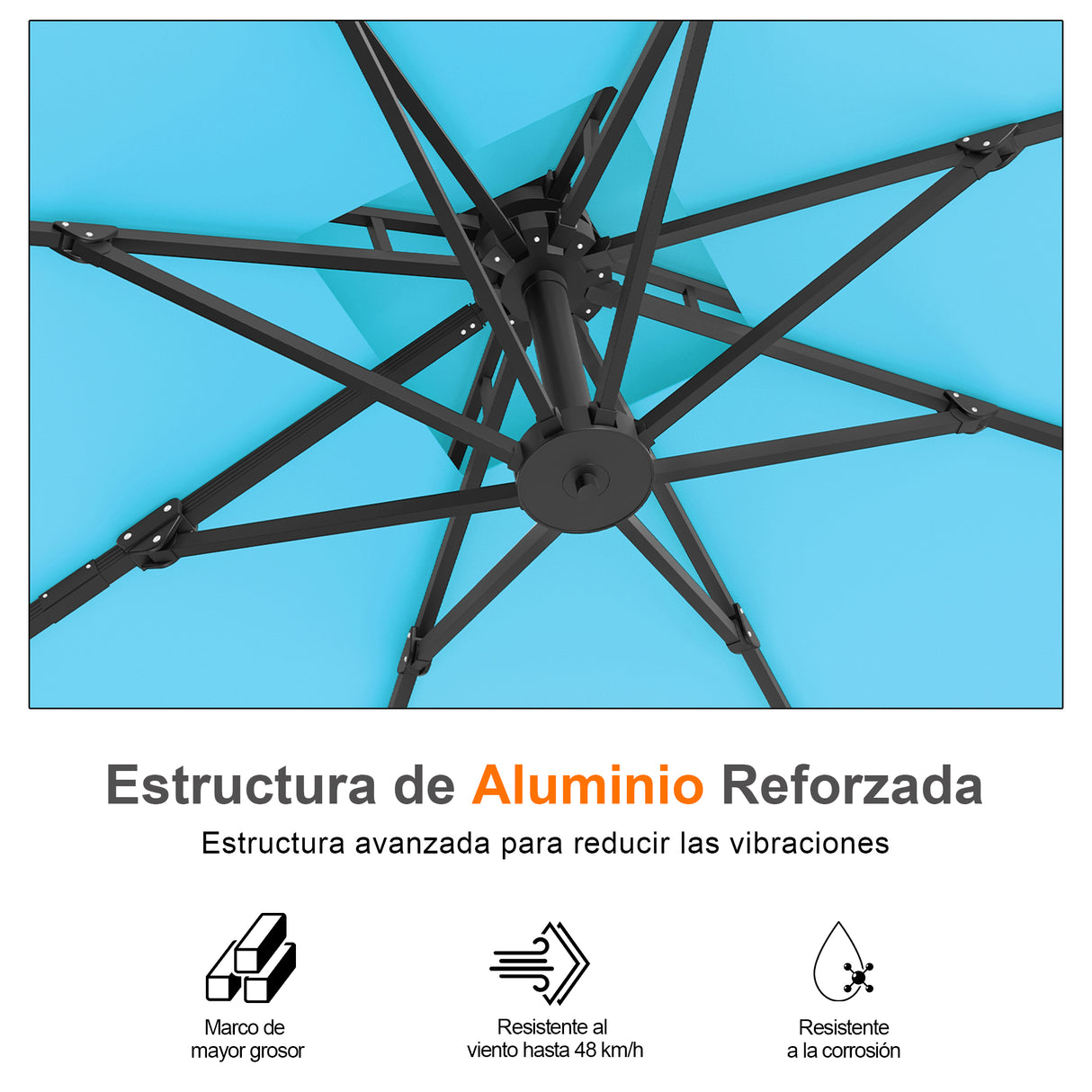 Patioslife Aegis Pro Sombrilla Excéntrica con Estructura de Aluminio para Jardín y Terraza