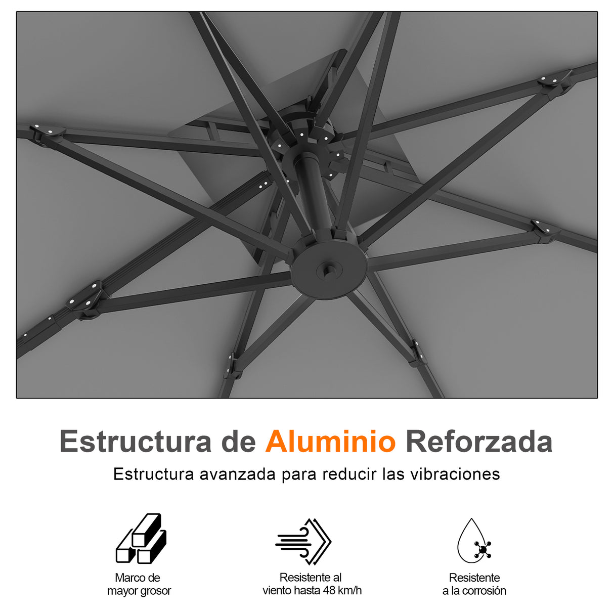 Patioslife Aegis Pro Sombrilla Excéntrica con Estructura de Aluminio para Jardín y Terraza