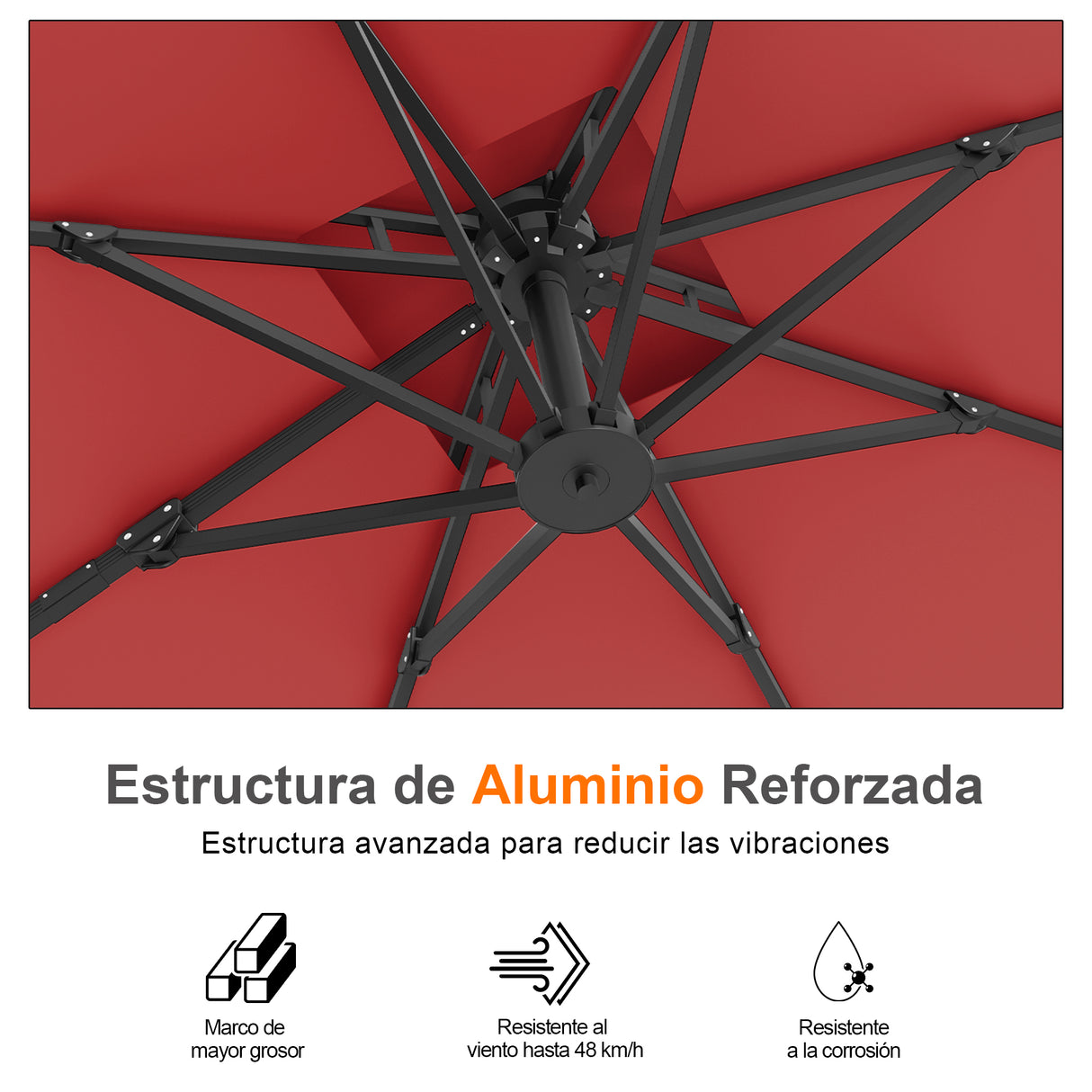 Patioslife Aegis Pro Sombrilla Excéntrica con Estructura de Aluminio para Jardín y Terraza
