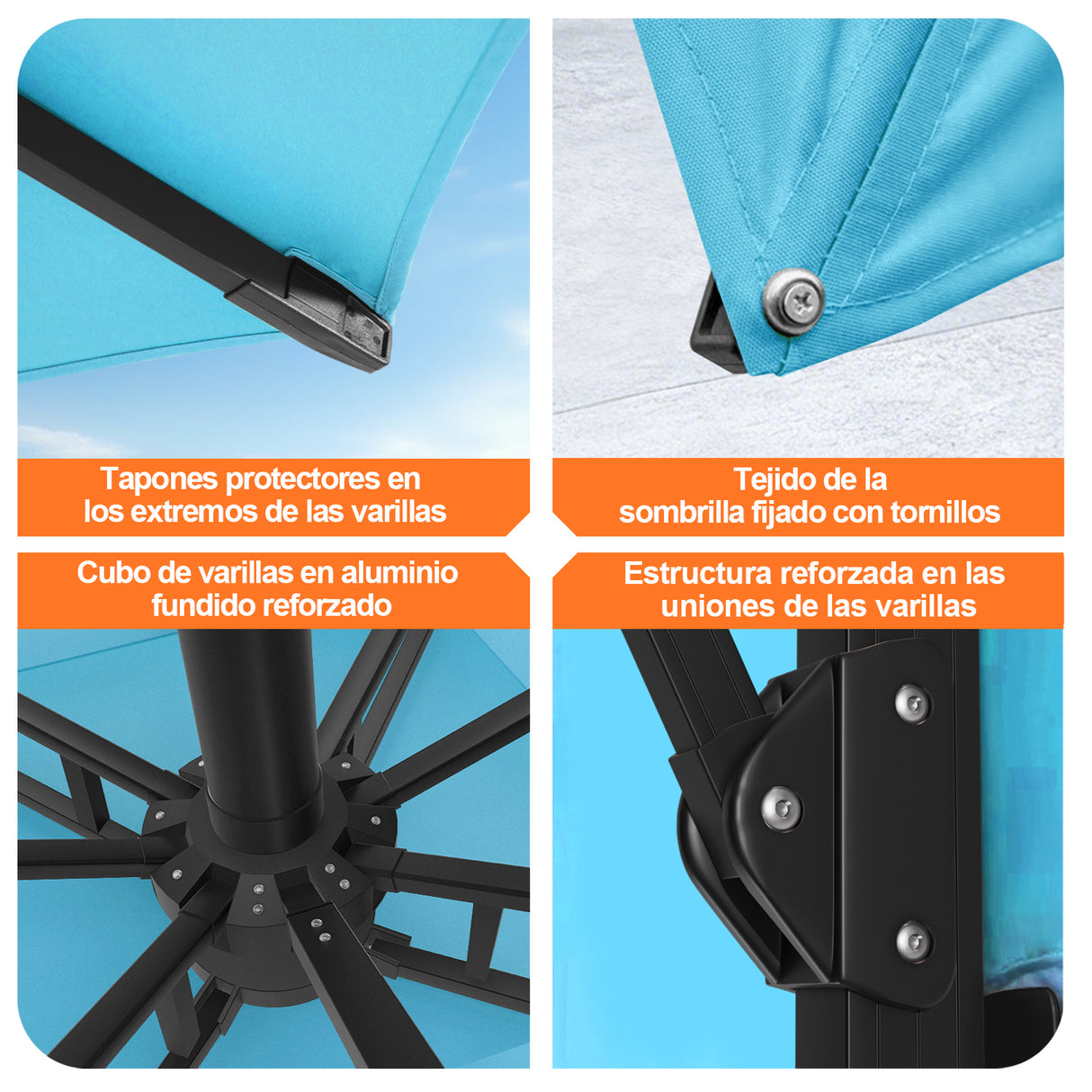 Patioslife Aegis Pro Sombrilla Excéntrica con Estructura de Aluminio para Jardín y Terraza