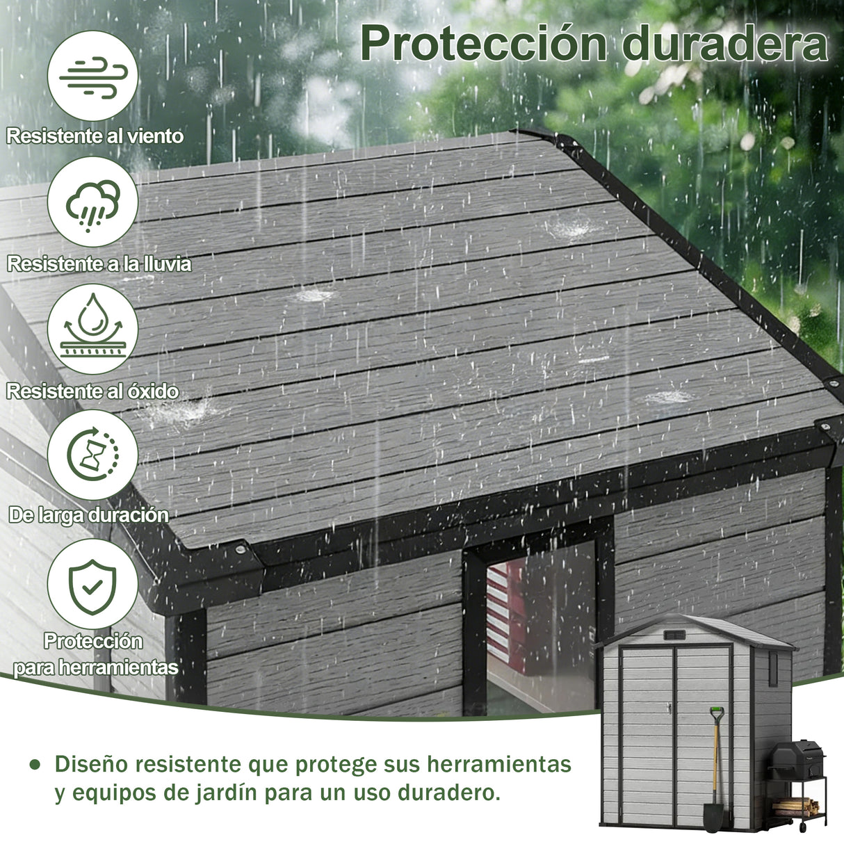Cobertizo de Resina Patioslife YardVault | Caseta de Almacenamiento Impermeable y con Cerradura para Jardín