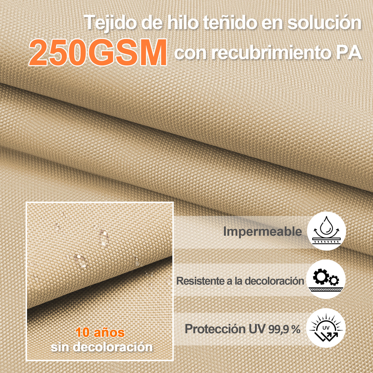 Patioslife Aegis Pro Sombrilla Excéntrica con Iluminación LED Solar, Estructura de Aluminio Termolacado y Rotación 360°