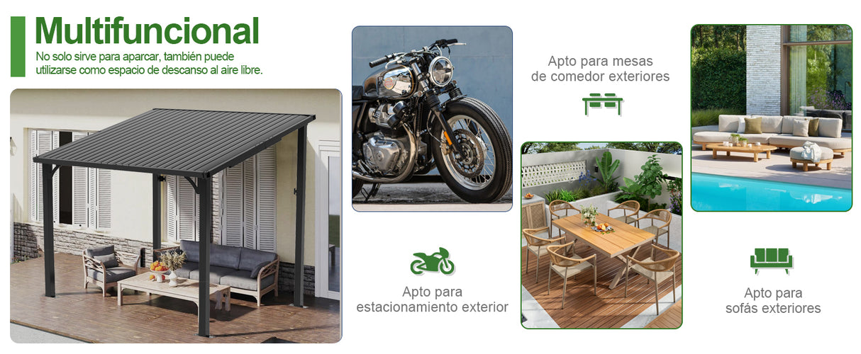 Patioslife Haven Gazebo de Techo Duro de Pared de Aluminio