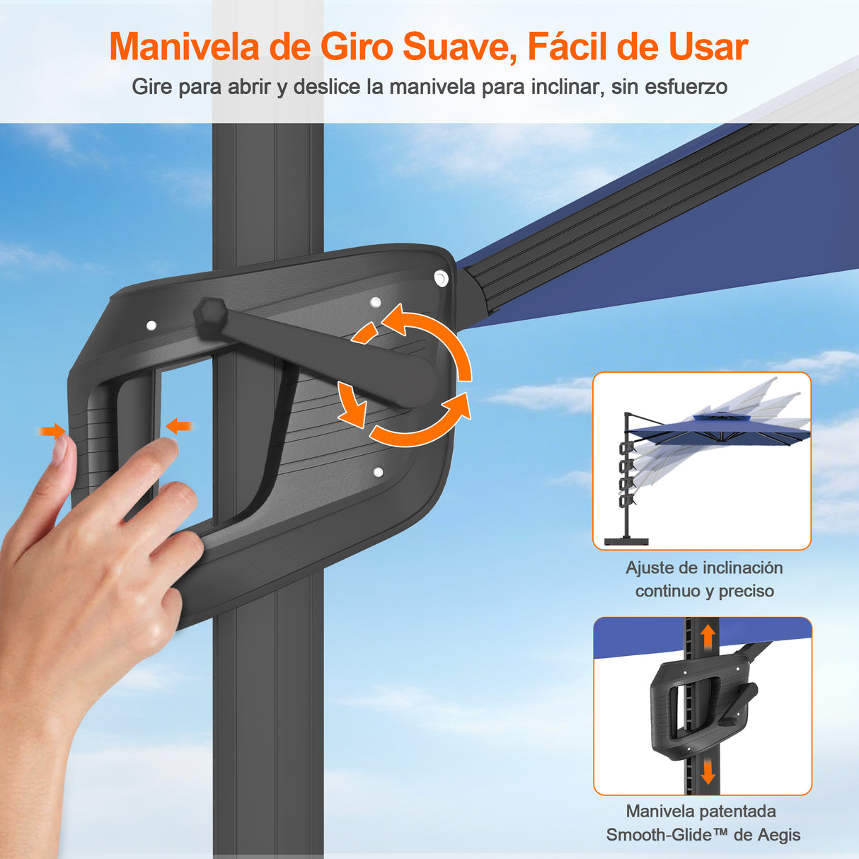 Patioslife Aegis Pro Sombrilla Excéntrica con Estructura de Aluminio para Jardín y Terraza