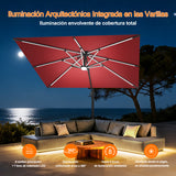 Patioslife Aegis Premium Parasol Excéntrico con LED Solar y Giro 360°