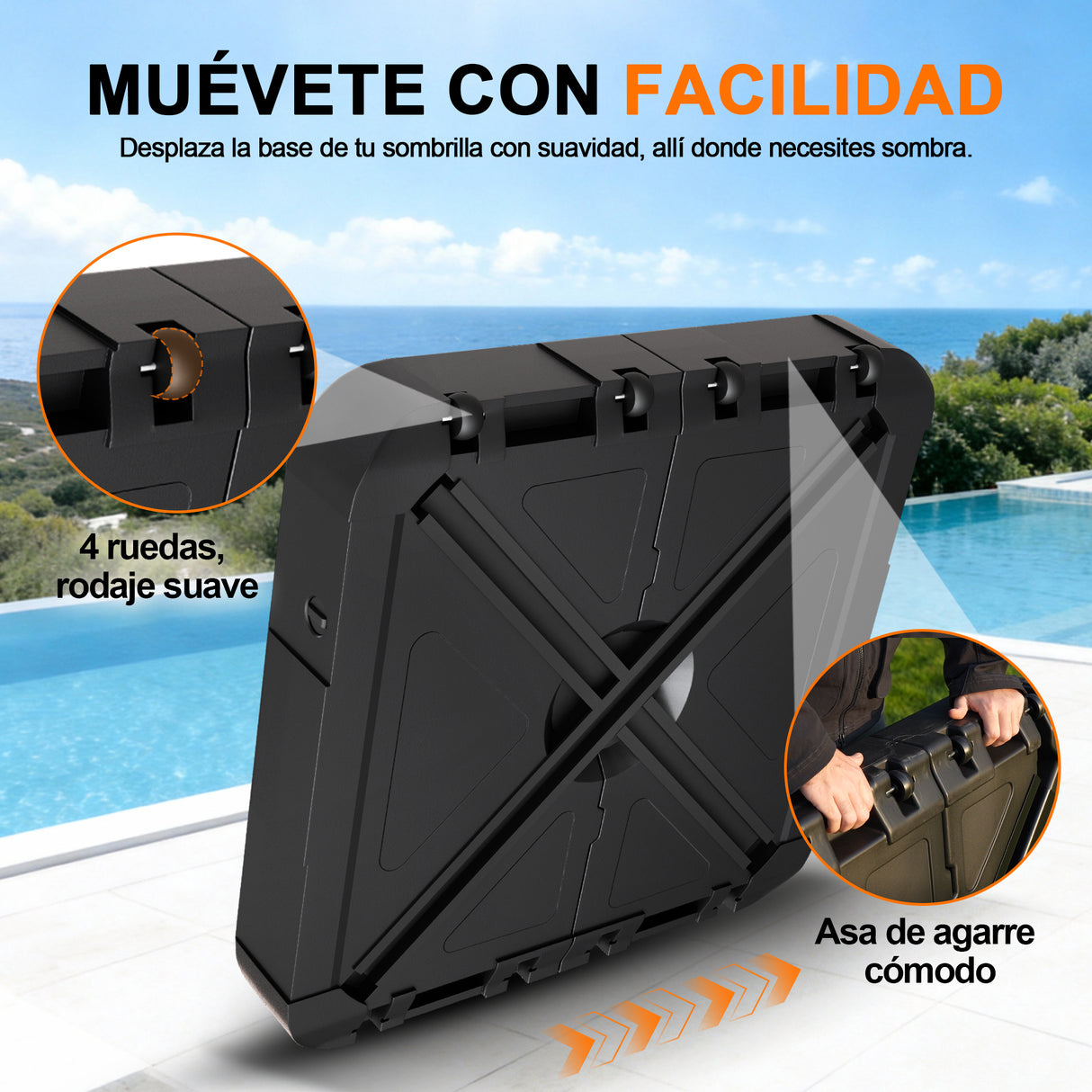 Patioslife Base Rellenable con Ruedas para Sombrilla y Parasol de Terraza