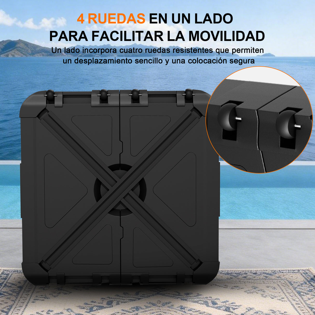 Patioslife Base Rellenable con Ruedas para Sombrilla y Parasol de Terraza