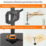 Patioslife Aegis Premium Parasol Excéntrico con LED Solar y Giro 360°