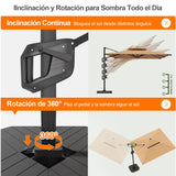 Patioslife Aegis Premium Parasol Excéntrico con LED Solar y Giro 360°