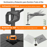 Patioslife Aegis Premium Parasol Excéntrico con LED Solar y Giro 360°