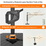 Patioslife Aegis Premium Parasol Excéntrico con LED Solar y Giro 360°