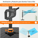 Patioslife Aegis Premium Parasol Excéntrico con LED Solar y Giro 360°
