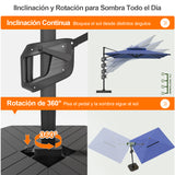 Patioslife Aegis Premium Parasol Excéntrico con LED Solar y Giro 360°