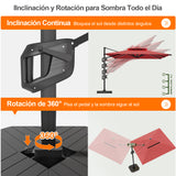 Patioslife Aegis Premium Parasol Excéntrico con LED Solar y Giro 360°