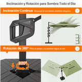 Patioslife Aegis Premium Parasol Excéntrico con LED Solar y Giro 360°