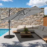 Patioslife Aegis Premium Parasol Excéntrico con LED Solar y Giro 360°