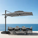 Patioslife Aegis Pro Sombrilla Excéntrica con Iluminación LED Solar, Estructura de Aluminio Termolacado y Rotación 360°