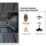 Patioslife Luxury Haven Cenador de Aluminio con Techo Rígido, Drenaje Integrado y Cortinas