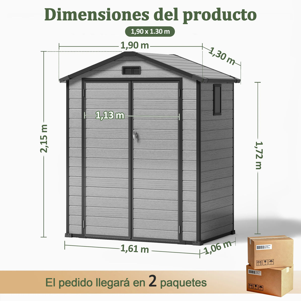 Cobertizo de Resina Patioslife YardVault | Caseta de Almacenamiento Impermeable y con Cerradura para Jardín