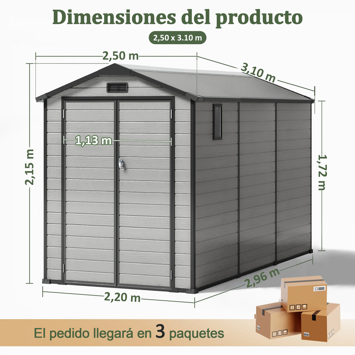 Cobertizo de Resina Patioslife YardVault | Caseta de Almacenamiento Impermeable y con Cerradura para Jardín