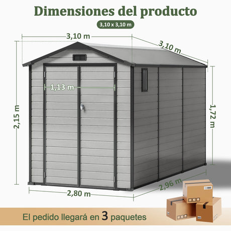 Cobertizo de Resina Patioslife YardVault | Caseta de Almacenamiento Impermeable y con Cerradura para Jardín