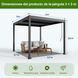 Patioslife Atlantic Pérgola de Aluminio con Lamas Ajustables y Luces LED