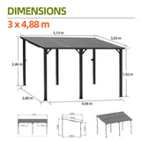Patioslife Haven Gazebo de Techo Duro de Pared de Aluminio