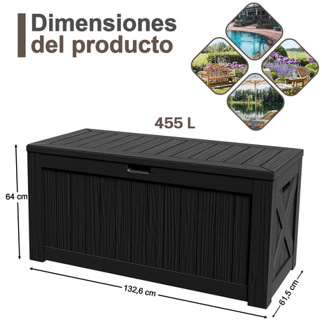 Patioslife YardVault Arcón de Resina para Jardín, Impermeable con Cerradura y Protección UV