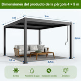 Patioslife Atlantic Pérgola de Aluminio con Lamas Ajustables y Luces LED