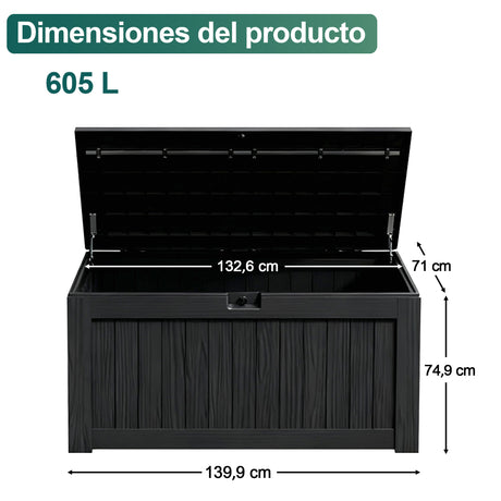 Patioslife YardVault Arcón de Resina para Jardín, Impermeable con Cerradura y Protección UV