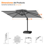 Patioslife Aegis Pro Sombrilla Excéntrica con Estructura de Aluminio para Jardín y Terraza