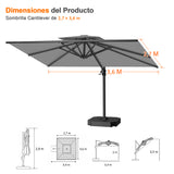 Patioslife Aegis Pro Sombrilla Excéntrica con Estructura de Aluminio para Jardín y Terraza
