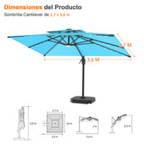 Patioslife Aegis Pro Sombrilla Excéntrica con Iluminación LED Solar, Estructura de Aluminio Termolacado y Rotación 360°