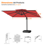 Patioslife Aegis Pro Sombrilla Excéntrica con Estructura de Aluminio para Jardín y Terraza