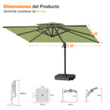 Patioslife Aegis Pro Sombrilla Excéntrica con Estructura de Aluminio para Jardín y Terraza