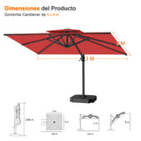 Patioslife Aegis Pro Sombrilla Excéntrica con Estructura de Aluminio para Jardín y Terraza