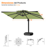 Patioslife Aegis Pro Sombrilla Excéntrica con Estructura de Aluminio para Jardín y Terraza