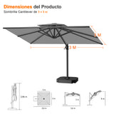 Patioslife Aegis Pro Sombrilla Excéntrica con Estructura de Aluminio para Jardín y Terraza