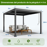 Patioslife Atlantic Pérgola de Aluminio con Lamas Ajustables y Luces LED