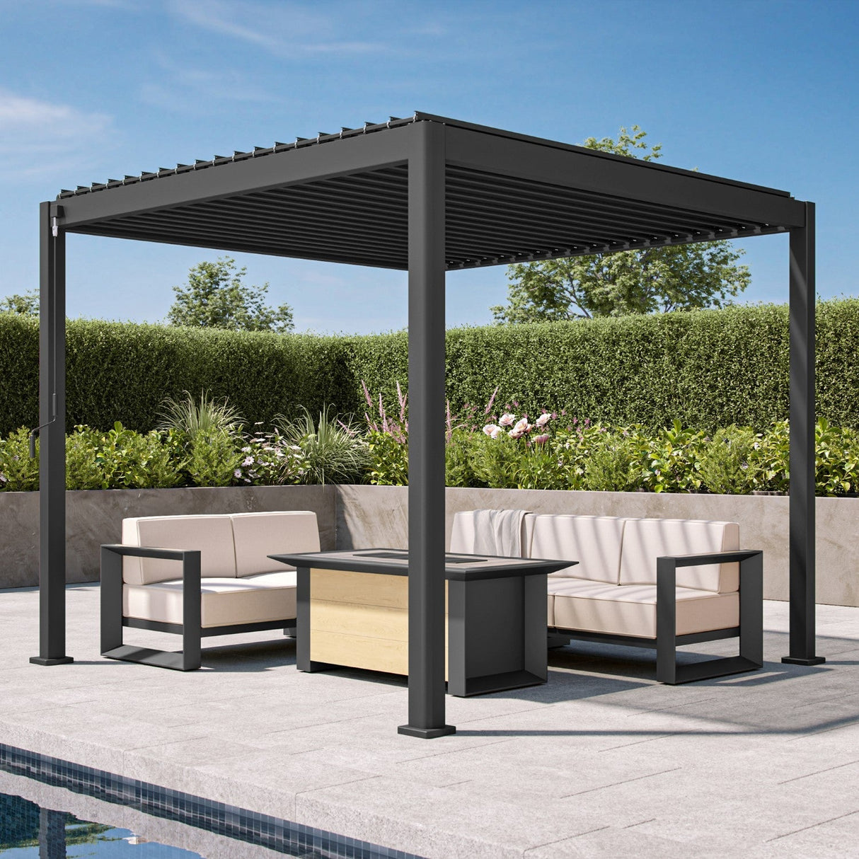 Pergola,patioslife,Poolside,Outdoor Leisure Area,Outdoor Kitchen or Dining Area,Garden Pathway,Rooftop Terrace,Sun Shading & Light Contro,Space Definition